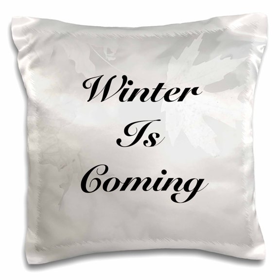 3drose, Winter Is Coming over a Black and White Photograph of Autumn Leaves., 16x16 inch Pillow Case