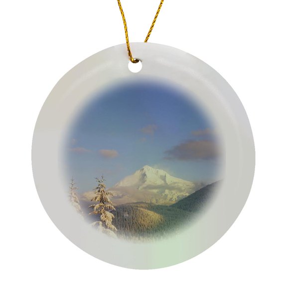 3drose, Winter, Mt Hood National Forest, Oregon, Usa - Us38 Swe0083 - Stuart Westmorland, Circle Porcelain Ornament