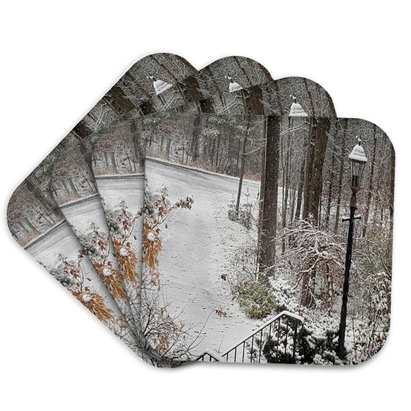 3drose, Winter Scene Snow Dusting, Set of 4 Coasters - Soft