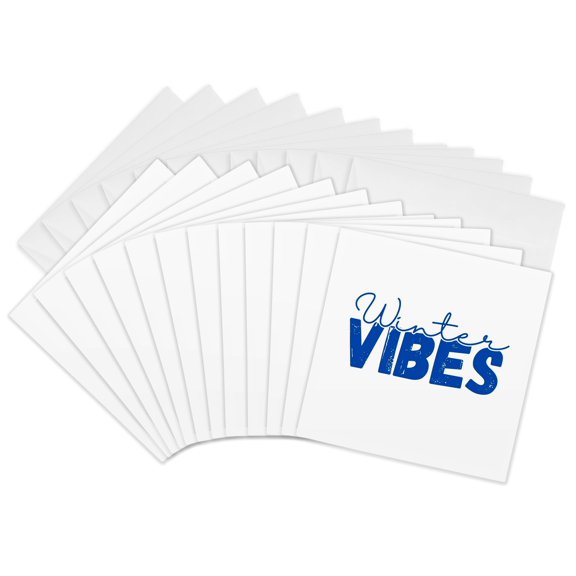3drose, Winter Vibes - Typography in Blue, 12 Greeting Cards with Envelopes