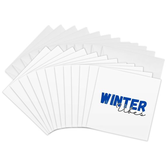 3drose, Winter Vibes - Typography in Blue and Black, 12 Greeting Cards with Envelopes