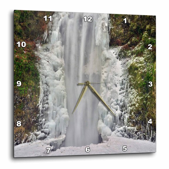 3drose, Winter at Multnomah Falls in Columbia Gorge, Oregon, Usa., 15x15 Wall Clock