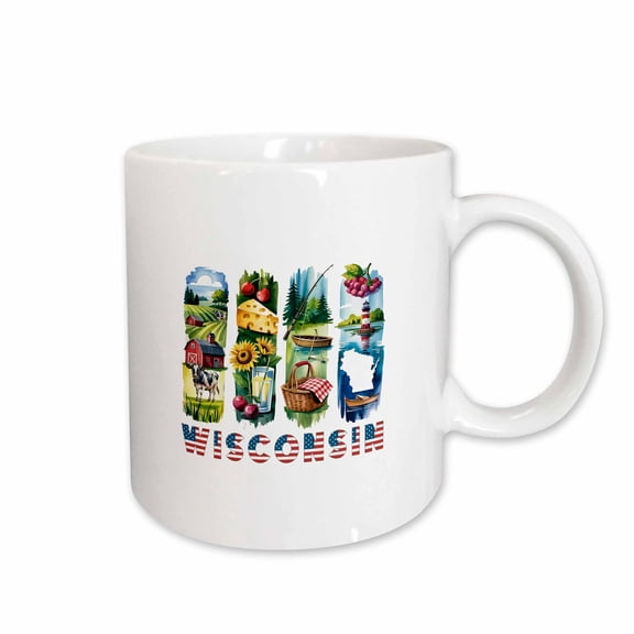3drose, Wisconsin State. Usa. Local Aspects. Beauty Gift, Classy Art Souvenir, 15oz Mug