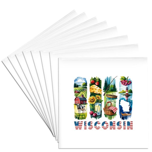 3drose, Wisconsin State. Usa. Local Aspects. Beauty Gift, Classy Art Souvenir, Set of 8 Ceramic Tile Coasters