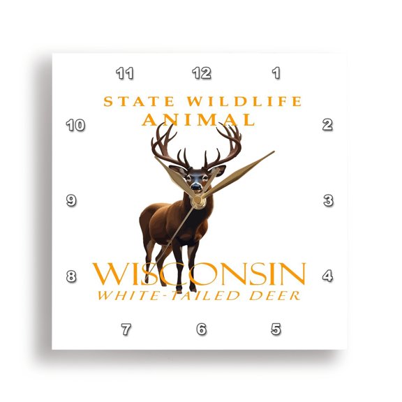 3drose, Wisconsin Territory Wildlife Animal the White-tailed Deer, 15x15 Wall Clock