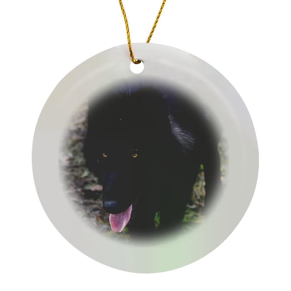 3drose, Wolf, Black, Head, Circle Porcelain Ornament