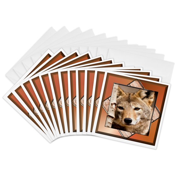 3drose, Wolf Resting Against a Tree, 12 Greeting Cards with Envelopes