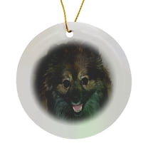 3drose, Wolf Sable Pomeranian, Circle Porcelain Ornament