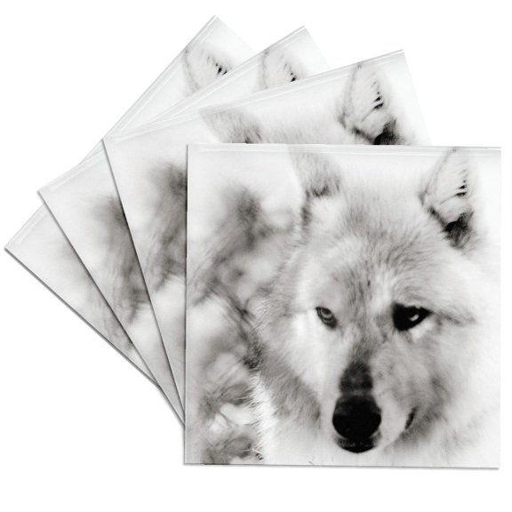 3drose, Wolf Spirit a Photo Art of a Wolf with Special Effects, Set of 4 Ceramic Tile Coasters
