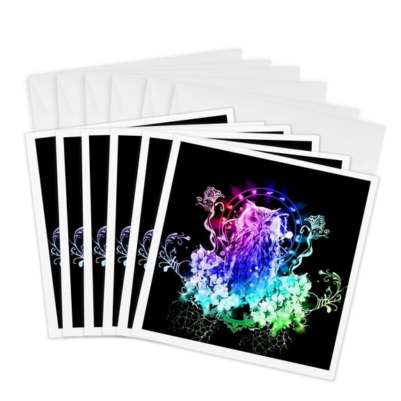 3drose, Wonderful Colorful Owl, 6 Greeting Cards with Envelopes