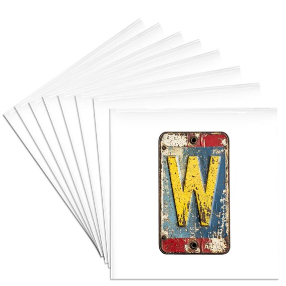 3drose, Wonderful Letter W. Grunge Metal Monogram, Industrial Style Gift, Set of 8 Ceramic Tile Coasters