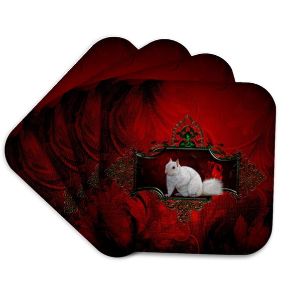 3drose, Wonderful White Squirrel, Set of 4 Coasters - Soft