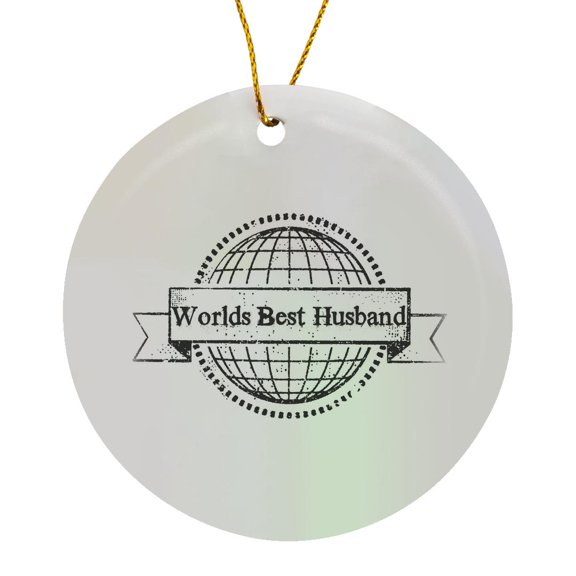 3drose, Worlds Best Husband - White, Circle Porcelain Ornament