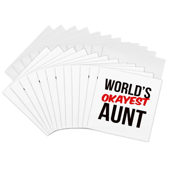 3drose, Worlds Okayest Aunt, 12 Greeting Cards with Envelopes