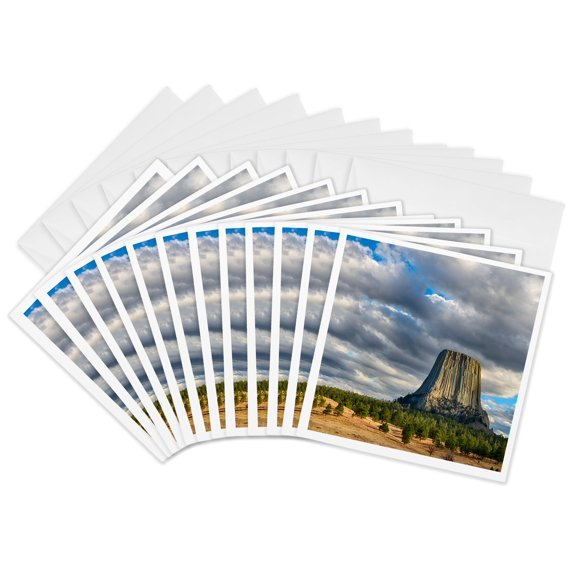 3drose, Wyoming, Devils Tower National Monument, Devils Tower, 12 Greeting Cards with Envelopes
