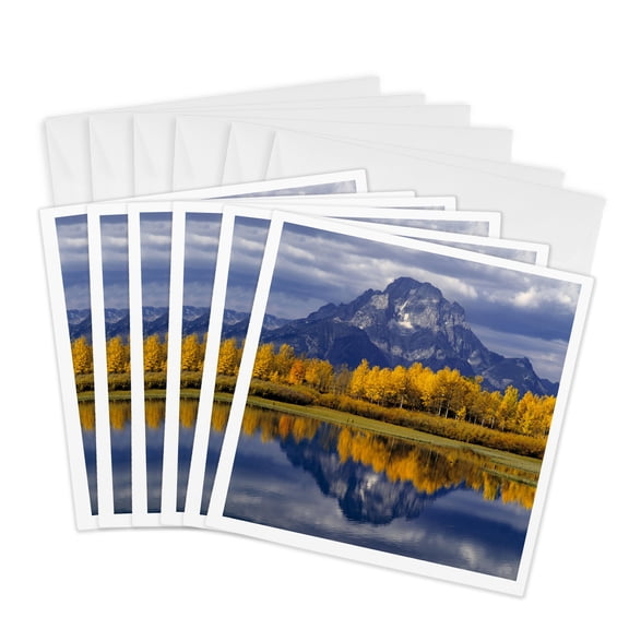 3drose, Wyoming, Grand Teton Np, Fall Aspen, Oxbow Bend - Us51 Rer0012 - Ric Ergenbright, 6 Greeting Cards with Envelopes