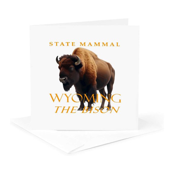 3drose, Wyoming Territory Mammal the Bison, 1 Greeting Card with Envelope