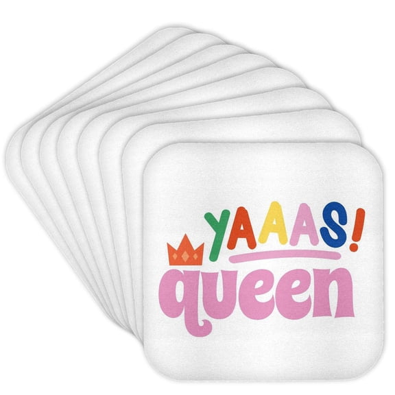 3drose, Yaaas Queen, Set of 8 Coasters - Cork