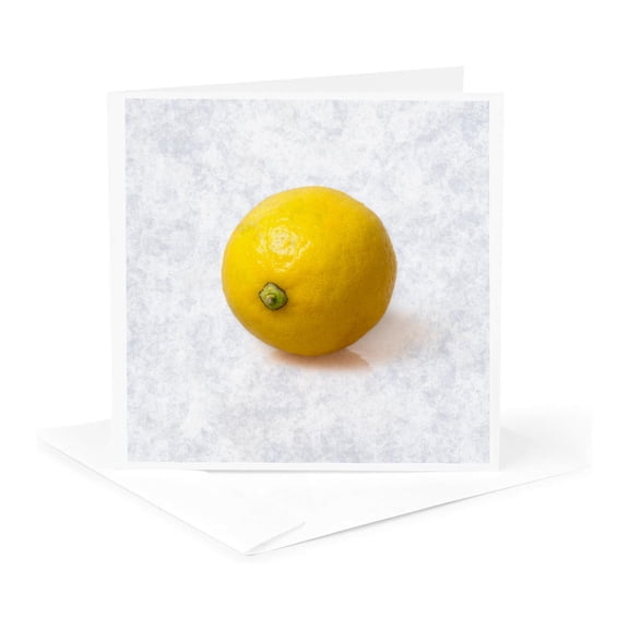 3drose, Yellow Lemon Citrus Fruit Against the Textured Background, 1 Greeting Card with Envelope