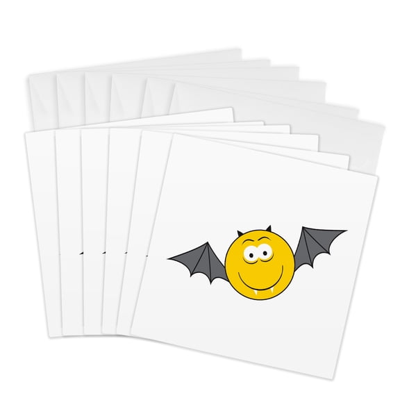 3drose, Yellow Smiling Face in Jail Behind Bars Prisoner, 6 Greeting Cards with Envelopes