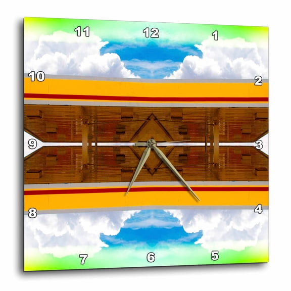 3drose, Yellow and Orange Sinclair Sign at a Gas Station Pointed Toward Sky of Blue, 10x10 Wall Clock
