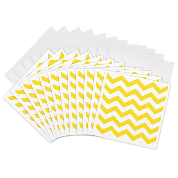 3drose, Yellow and White Chevron, 12 Greeting Cards with Envelopes