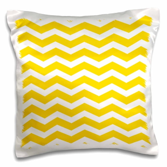 3drose, Yellow and White Chevron Zig Zag Pattern - Modern Contemporary Zigzag Stripes - Trendy Zig Zags, 16x16 inch Pillow Case