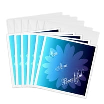 3drose, You Are Beautiful - Inspirational Aqua Floral Print - Art, 6 Greeting Cards with Envelopes