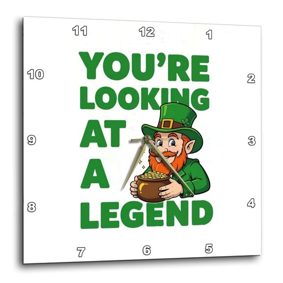 3drose, You Are Looking at a Legend Cartoon Leprechaun, 15x15 Wall Clock
