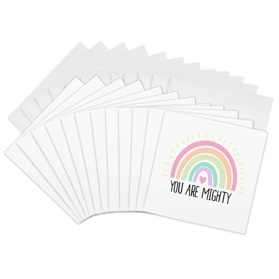3drose, You Are Mighty - Brave Strong Inspirational Words - Inspiring Reminder, 12 Greeting Cards with Envelopes