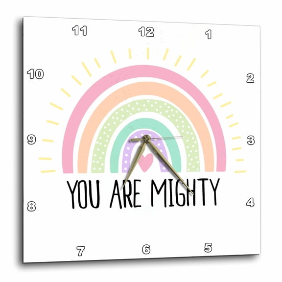 3drose, You Are Mighty - Brave Strong Inspirational Words - Inspiring Reminder, 15x15 Wall Clock