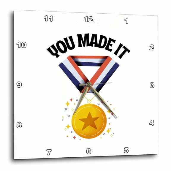 3drose, You Made It Typography with Award Symbol, 15x15 Wall Clock