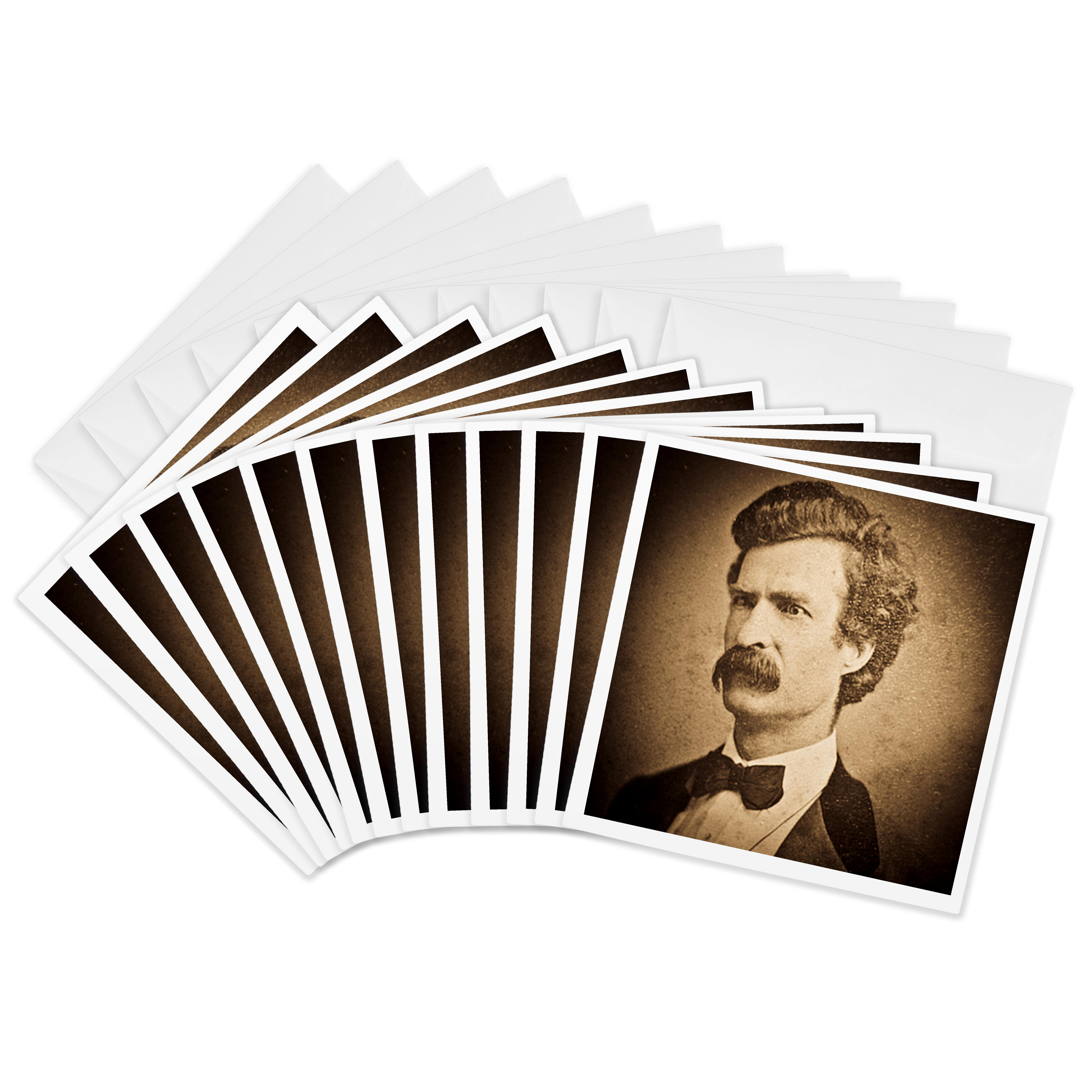 3drose, Young Mark Twain Stereoview Sepia, 12 Greeting Cards with ...