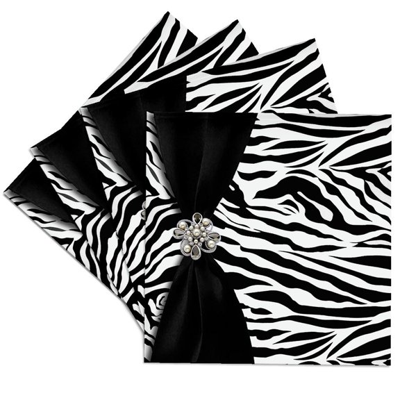 3drose, Zebra Patterned, Set of 4 Ceramic Tile Coasters