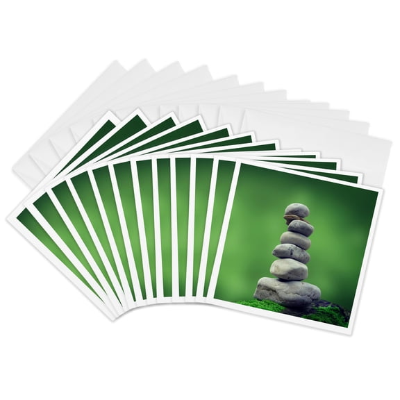 3drose, Zen Rock Pile, 12 Greeting Cards with Envelopes