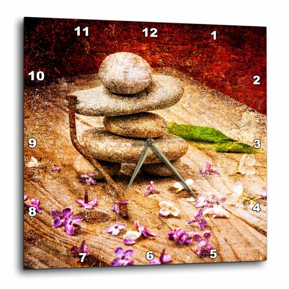 3drose, Zen Stone. Samurai. Spring Is In, Swords Are Down, 10x10 Wall Clock
