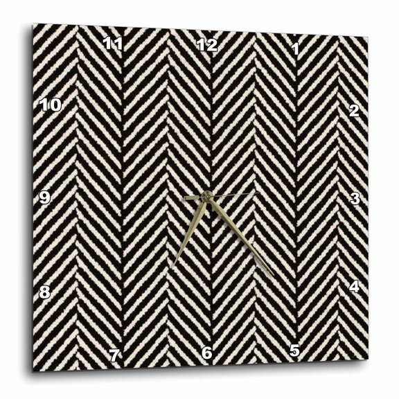 3drose, Zig Zag Black N White, 15x15 Wall Clock