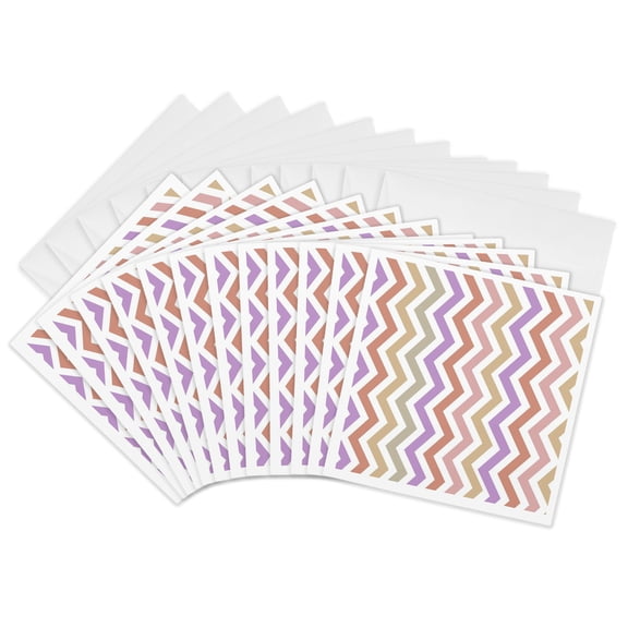 3drose, Zigzag Colorful Printable Art, 12 Greeting Cards with Envelopes
