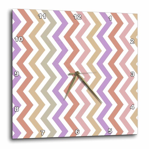 3drose, Zigzag Colorful Printable Art, 15x15 Wall Clock