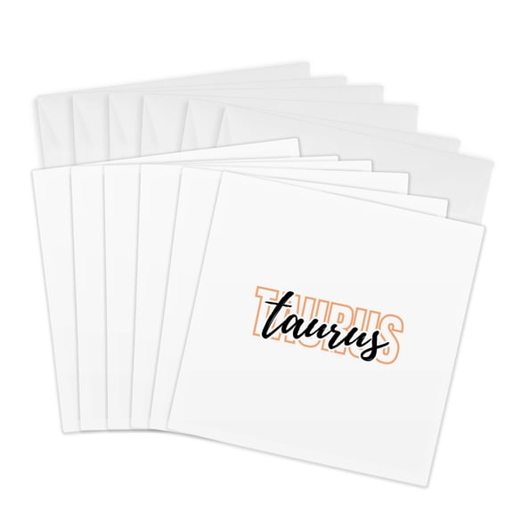 3drose, Zodiac Sign - Taurus Text, 6 Greeting Cards with Envelopes