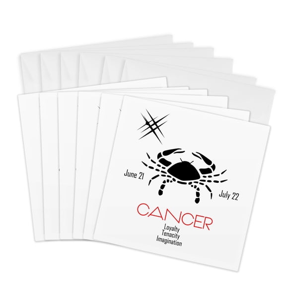 3drose, Zodiac Symbol Cancer on White Background, 6 Greeting Cards with Envelopes