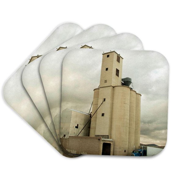 3drose, a Big Truck Next to a Farming Silo in Enterprise Utah, Set of 4 Coasters - Soft