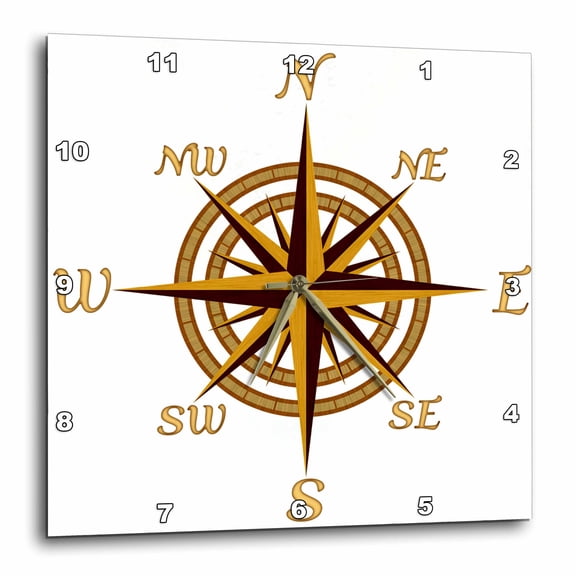 3drose, a Classic Compass Rose Nautical Design for Any Who Loves to Sail., 15x15 Wall Clock
