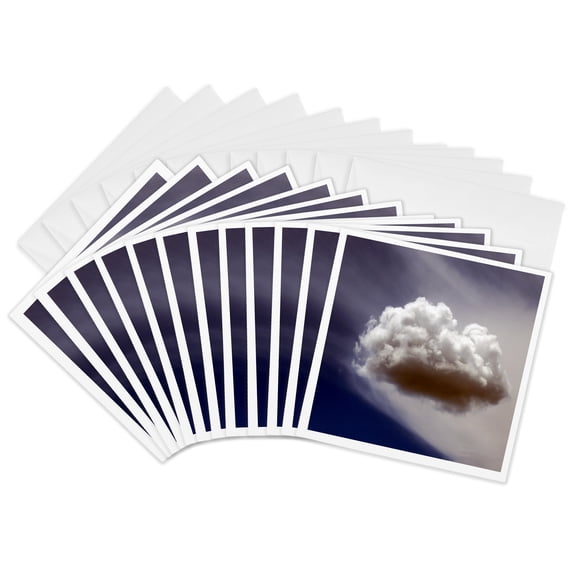 3drose, a Dark Puffy Cloud on a Deep Blue Sky Floating, 12 Greeting Cards with Envelopes