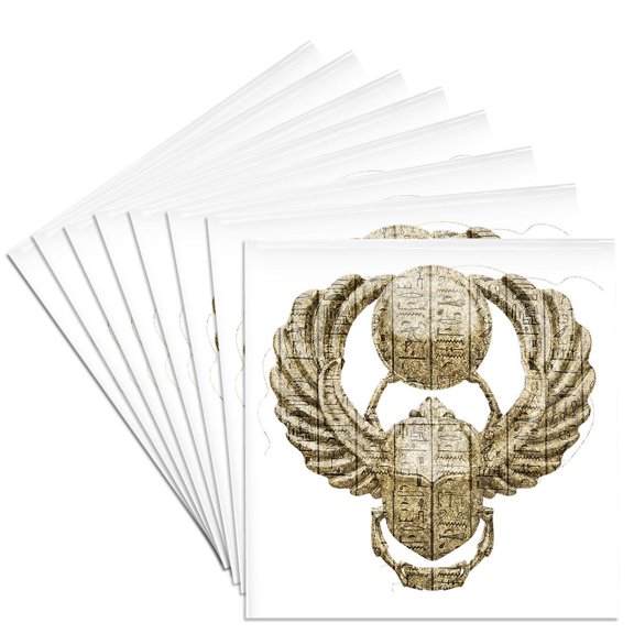 3drose, a Egyptian Scarab Beetle with Heiroglyphs, a Ancient Good Luck Symbol, Set of 8 Ceramic Tile Coasters