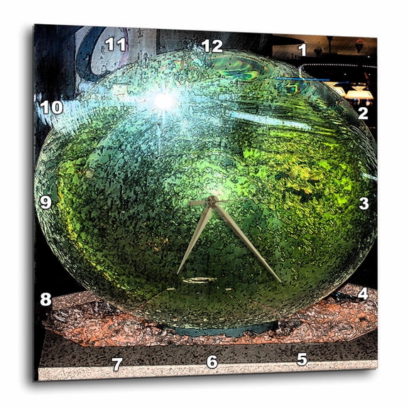 3drose, a Green Ball in an Aquarium Reflecting Light and Posturized, 10x10 Wall Clock
