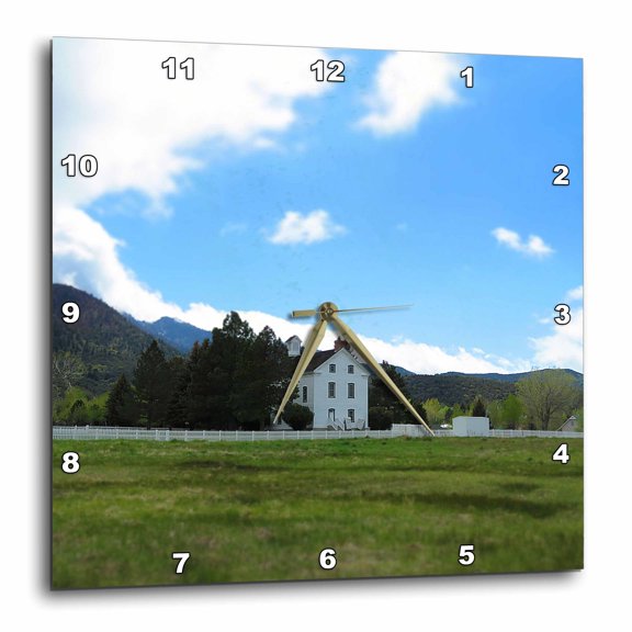 3drose, a Miniature Looking Chapel in Pine Valley Utah with Blue Sky, 10x10 Wall Clock