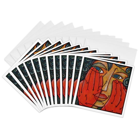 3drose, a Point in Every Direction Woman Hands Red Arrows Fine Art, 12 Greeting Cards with Envelopes