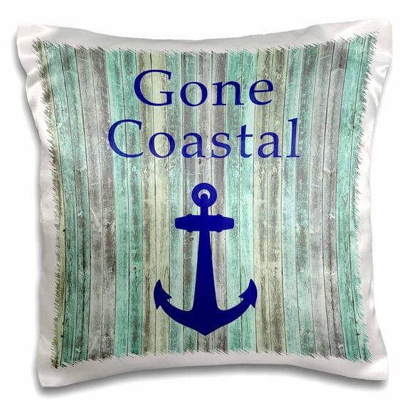 3drose, a Rustic Gone Coastal Nautical Anchor Design for Coastal Beach Decor., 16x16 inch Pillow Case