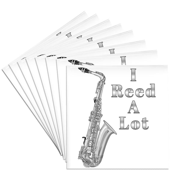 3drose, a Saxophone Pun, I Reed a Lot with a Silver Saxophone., Set of 8 Ceramic Tile Coasters